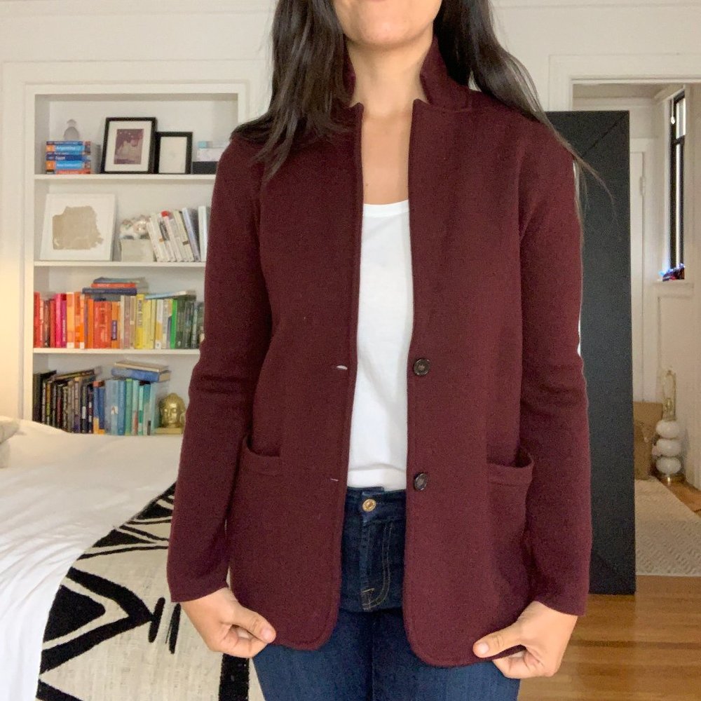 J. Crew Sweater Blazer in Burgundy